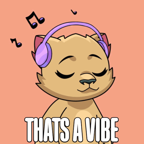 A Cartoon Cat Wearing Headphones With The Words Thats A Vibe Below It GIF