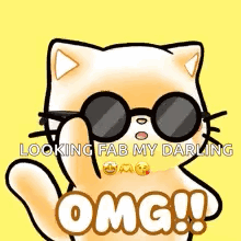 A Cartoon Cat Wearing Sunglasses And Saying Omg ! GIF
