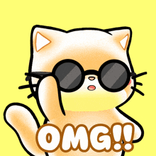 a cartoon cat wearing sunglasses says omg !