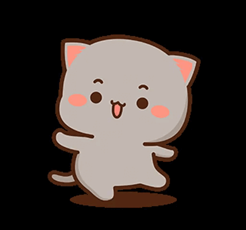 A Cartoon Cat With A Big Smile On Its Face Is Dancing . GIF