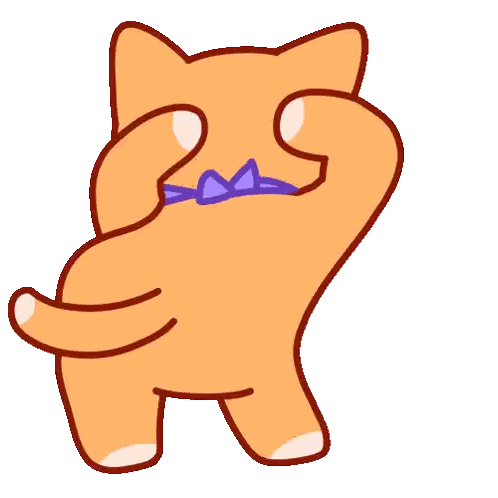 a cartoon cat with a bow in its mouth