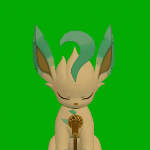 A Cartoon Cat With A Microphone In Its Mouth Against A Green Background GIF
