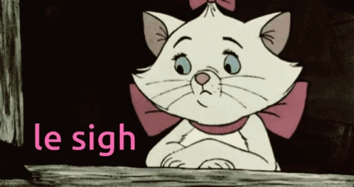 A Cartoon Cat With A Pink Bow And The Words Le Sigh Below GIF