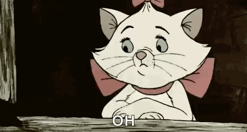 A Cartoon Cat With A Pink Bow Is Looking Out Of A Window And Says `` Oh '' . GIF
