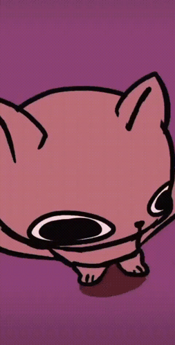 A Cartoon Cat With A Purple Background Is Looking At Something GIF