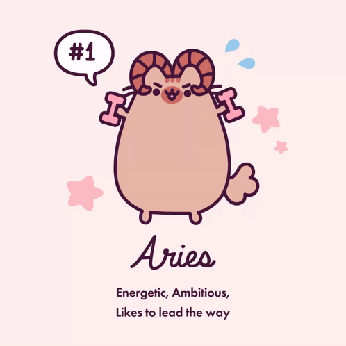 A Cartoon Cat With A Ram 'S Head And A Speech Bubble That Says # 1 GIF