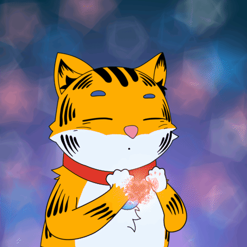 A Cartoon Cat With A Red Collar Is Holding A Heart In His Paws GIF