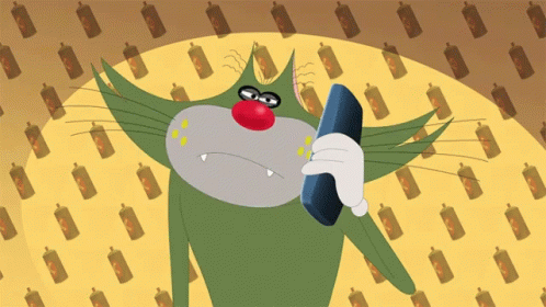 A Cartoon Cat With A Red Nose Is Talking On A Cellphone GIF