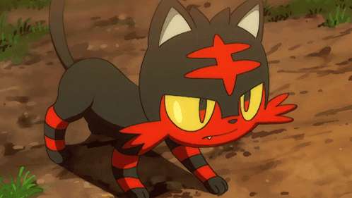 A Cartoon Cat With A Red Star On Its Head Is Blowing Flames Out Of Its Mouth GIF