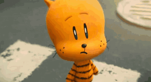A Cartoon Cat With A Sad Look On His Face Is Crossing The Street GIF