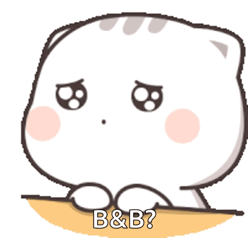 A Cartoon Cat With A Sad Look On Its Face And The Words B & B Written Below It GIF