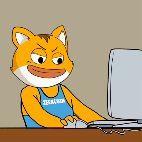 A Cartoon Cat With A Shirt That Says Zeekcoin GIF