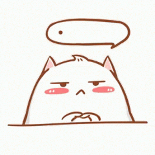 A Cartoon Cat With A Speech Bubble Above Its Head GIF