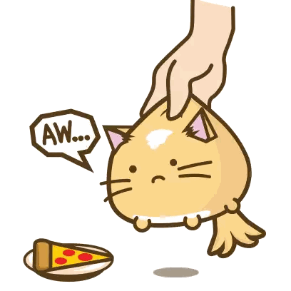 a cartoon cat with a speech bubble saying aw