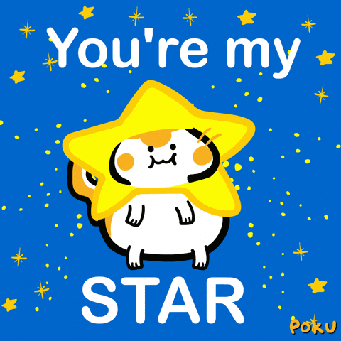 A Cartoon Cat With A Star On Its Head And The Words " You 'Re My Star " Below It GIF