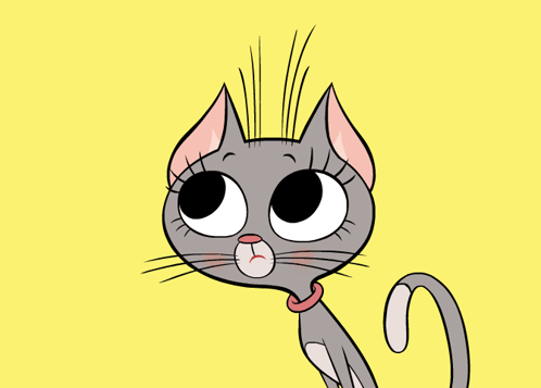 A Cartoon Cat With A Surprised Look On Its Face Says No GIF
