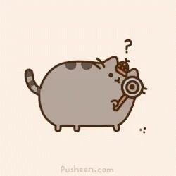 A Cartoon Cat With A Target And A Question Mark On Its Head GIF