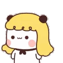 a cartoon cat with a yellow hat and a bow tie is standing on a white background .