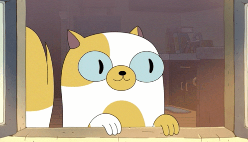 Cartoon Cat With Blue Eyes Looks Out Window GIF
