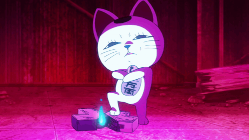 a cartoon cat with chinese writing on it 's body
