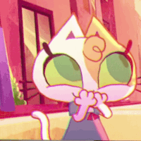 A Cartoon Cat With Green Eyes And A Swirl Around Its Head GIF