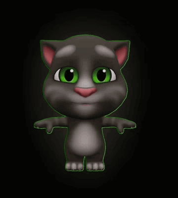 A Cartoon Cat With Green Eyes Is Standing In The Dark GIF