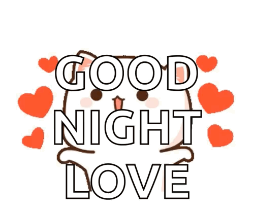 A Cartoon Cat With Hearts Around It Says `` Good Night Love '' GIF