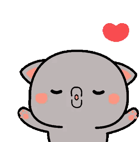 a cartoon cat with its eyes closed is holding a red heart in the air .