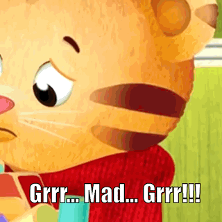 A Cartoon Cat With The Words Grrr Mad Grrr !!! GIF