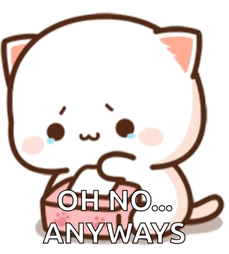 A Cartoon Cat With The Words Oh No Anyways On It GIF