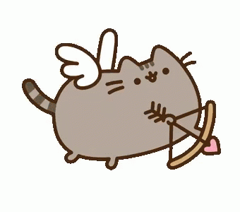 A Cartoon Cat With Wings Is Holding A Cupid Bow And Arrow . GIF