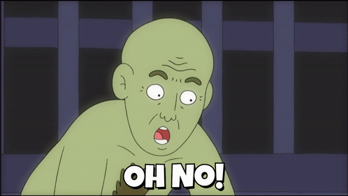 A Cartoon Character Covering His Eyes With His Hand And The Words Oh No GIF