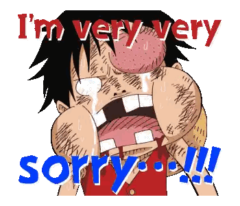 a cartoon character crying with the words i 'm very very sorry