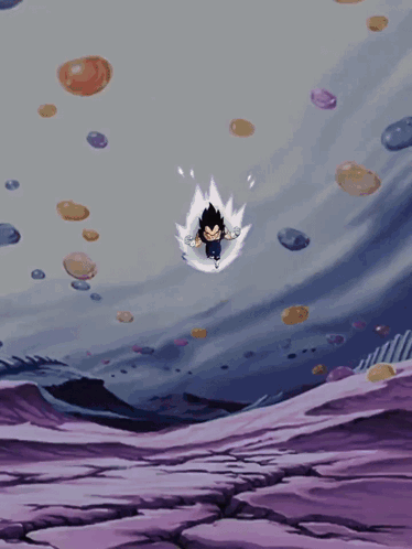 A Cartoon Character Flying Through The Air With A Halo Around His Head GIF