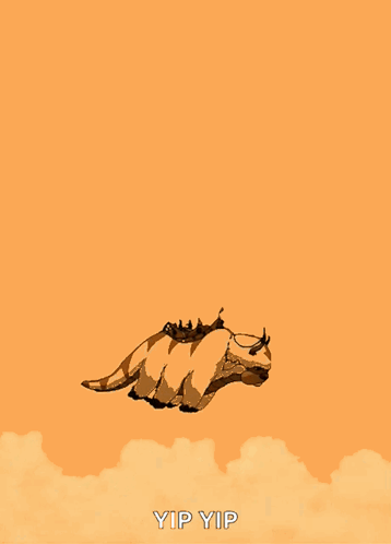 A Cartoon Character Flying Through The Air With The Words Yip Yip Written Below It GIF