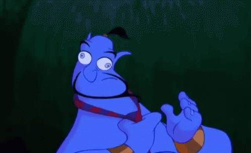 A Cartoon Character From Aladdin Is Wearing A Scarf Around His Neck And Making A Funny Face . GIF