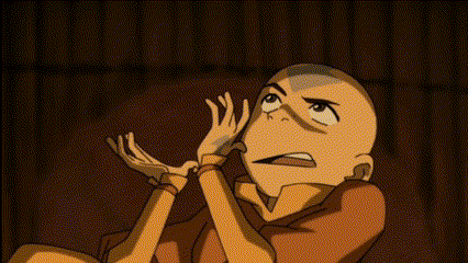 A Cartoon Character From Avatar The Last Airbender Is Making A Funny Face With His Hands . GIF