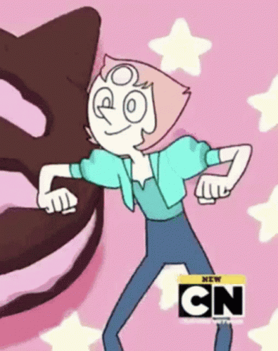 A Cartoon Character From Cn Is Standing On A Pink Background With Stars GIF