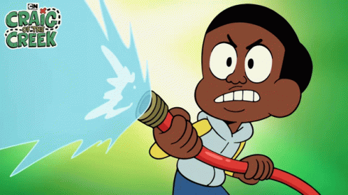A Cartoon Character From Craig Of The Creek Is Holding A Red Hose GIF