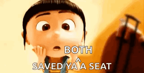 A Cartoon Character From Despicable Me Is Standing Next To A Suitcase . GIF
