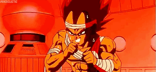 A Cartoon Character From Dragon Ball Z Is Standing In A Room With His Arms Crossed . GIF