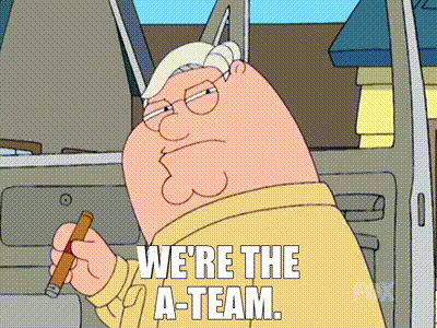 A Cartoon Character From Family Guy Is Smoking A Cigar And Saying We 'Re The A-Team . GIF