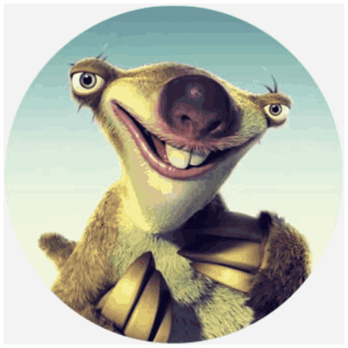A Cartoon Character From Ice Age Is Smiling And Holding A Banana GIF