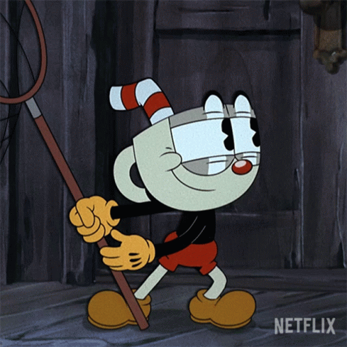 a cartoon character from netflix is holding a fishing rod