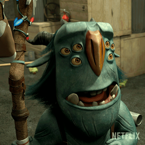 A Cartoon Character From Netflix Is Smiling GIF