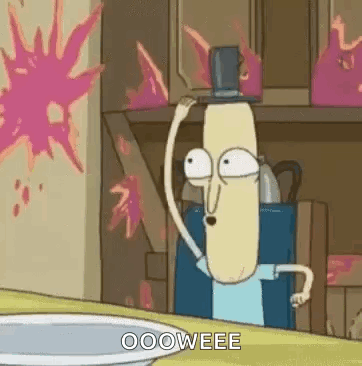 A Cartoon Character From Rick And Morty Is Standing In Front Of A Sink Holding A Hose . GIF