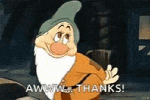 A Cartoon Character From Snow White And The Seven Dwarfs Says Awww Thanks . GIF