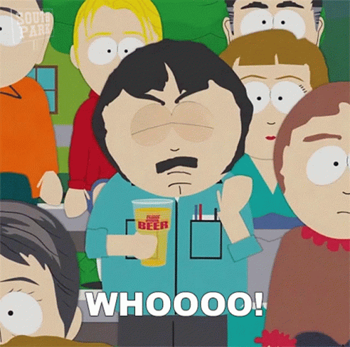 A Cartoon Character From South Park Holds A Glass Of Beer GIF