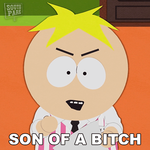 A Cartoon Character From South Park Is Holding A Piece Of Paper And Says Son Of A Bitch GIF