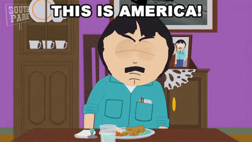 A Cartoon Character From South Park Is Sitting At A Table GIF